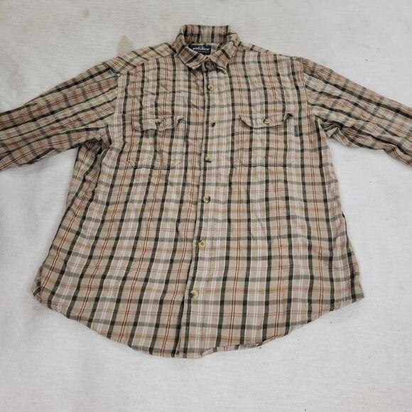 Woolrich Shirt Mens Size Large Beige Flannel Gorpcore Hiking Grunge Job Y2k Gorp - Picture 8 of 16